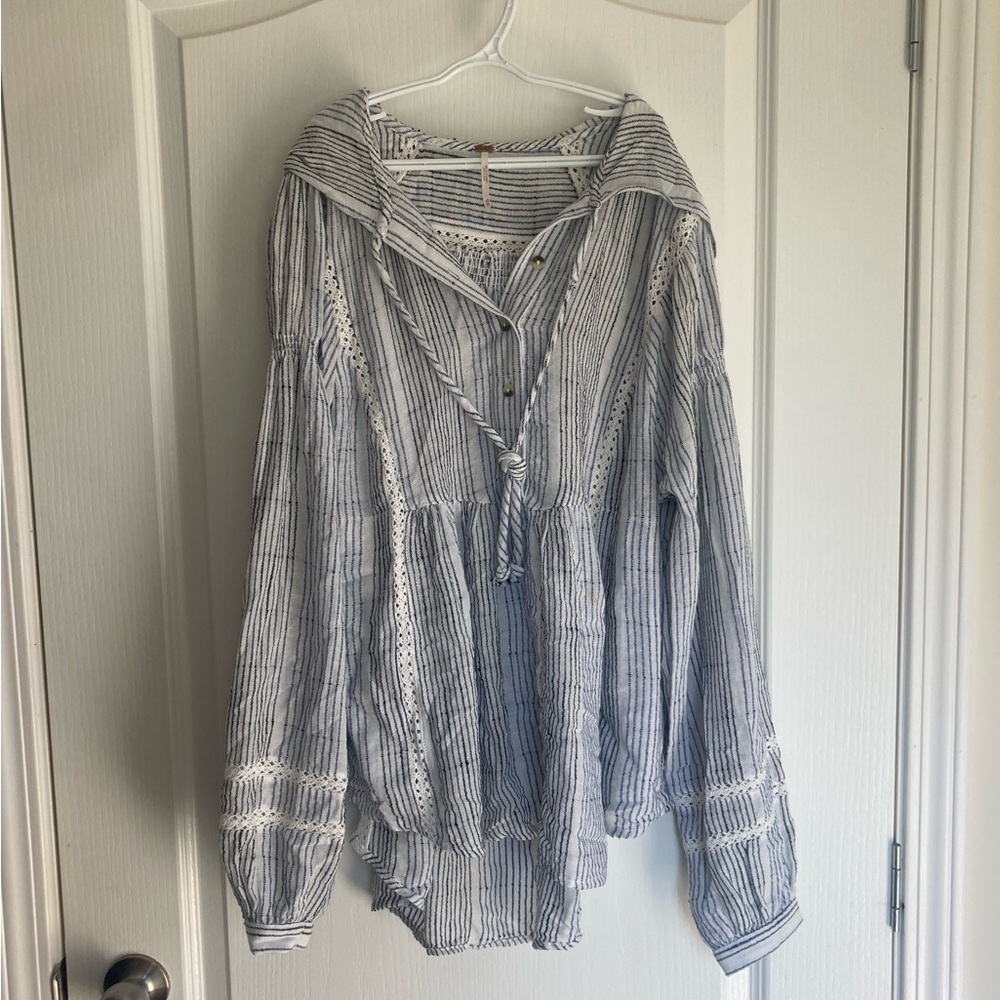 Free people flowy hooded shirt